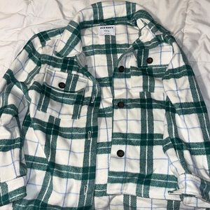 Green plaid flannel shacket